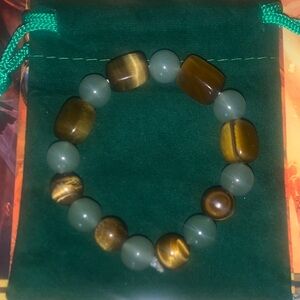 Infinite Green Aventurine and Divine Protection Tigers Eye Beaded Bracelet
